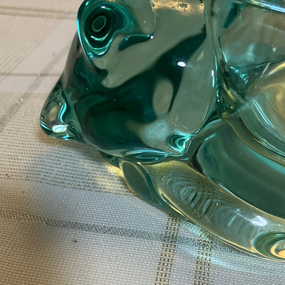 Vintage Sleeping Kitten Indiana Glass Co Teal Green Translucent Votive Holder - Picture 5 of 11